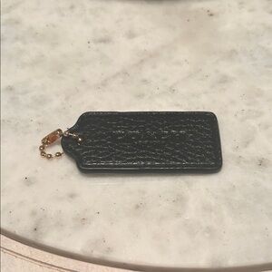 Coach Black Leather Tag with Gold Chain